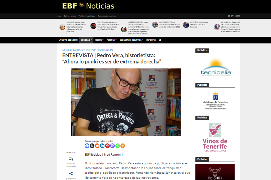 EL BLOGO FEROZ | ENTREVISTA | Pedro Vera, historietista: “Ahora lo punki es ser de extrema derecha”