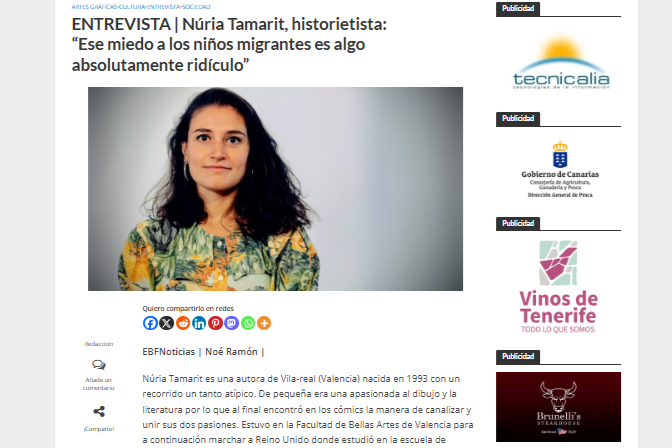 EL BLOGO FEROZ | ENTREVISTA | Núria Tamarit, historietista: “Ese miedo a los niños migrantes es algo absolutamente ridículo”