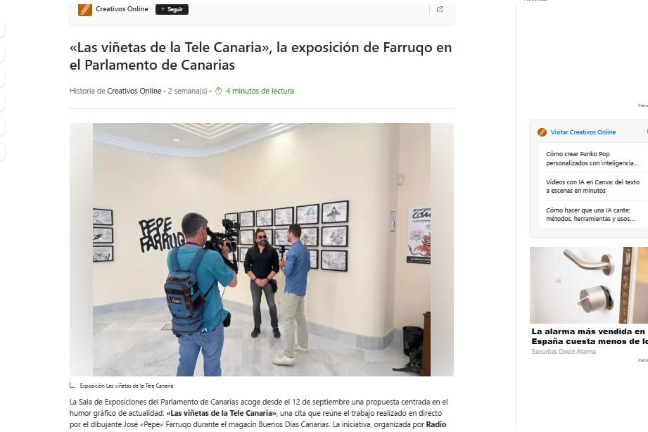 CREATIVOS ONLINE | «Las viñetas de la Tele Canaria», la exposición de Farruqo en el Parlamento de Canarias