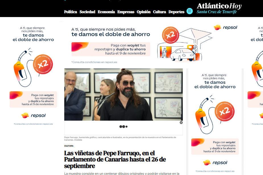 ATLÁNTICO HOY | Las viñetas de Pepe Farruqo, en el Parlamento de Canarias hasta el 26 de septiembre