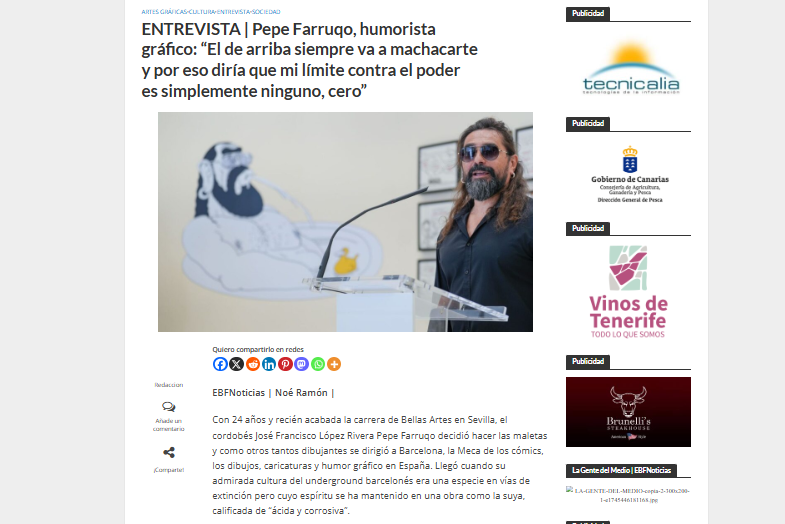 EL BLOGO FEROZ | ENTREVISTA | Pepe Farruqo, humorista gráfico: “El de arriba siempre va a machacarte y por eso diría que mi límite contra el poder es simplemente ninguno, cero”