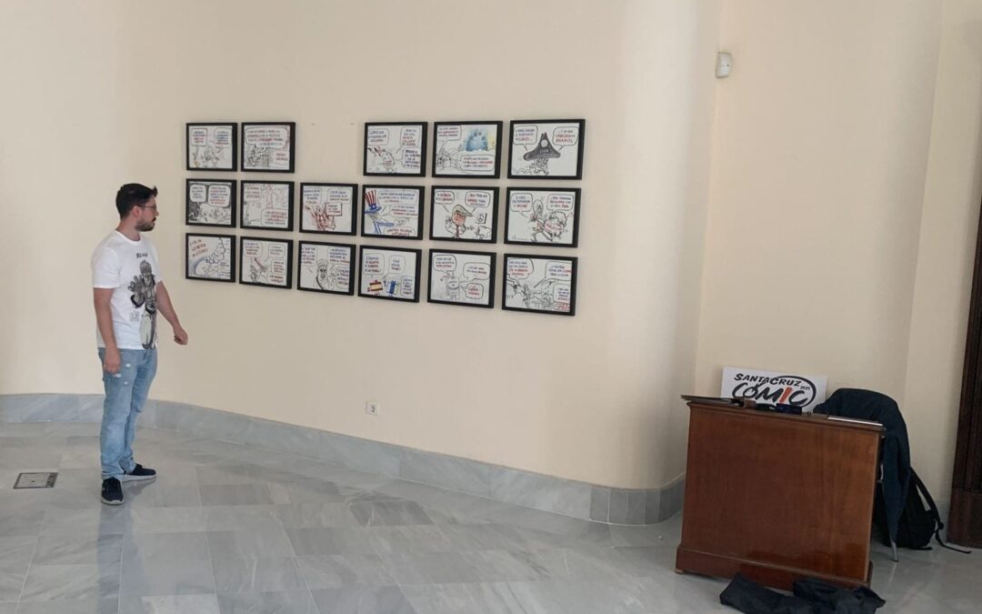 La exposición “Farruqo: las viñetas de la tele canaria” se instala en el Parlamento