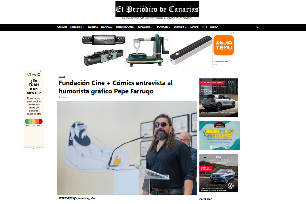 EL  PERIÓDICO DE CANARIAS | Fundación Cine + Cómics entrevista al humorista gráfico Pepe Farruqo