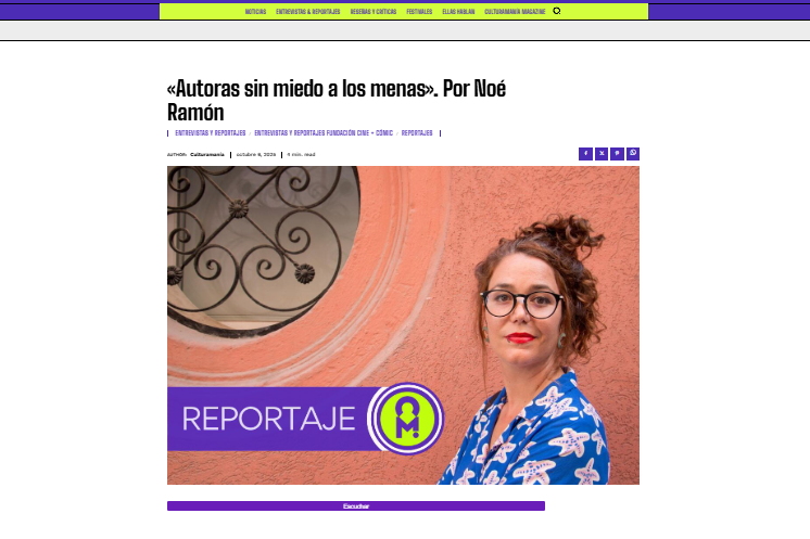 CULTURAMANÍA | «Autoras sin miedo a los menas». Por Noé Ramón
