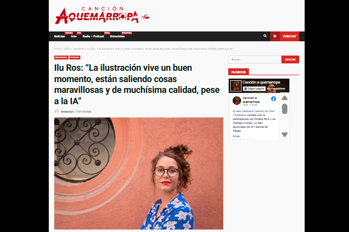 CANCIÓN AQUEMARROPA | Ilu Ros: “La ilustración vive un buen momento, están saliendo cosas maravillosas y de muchísima calidad, pese a la IA”. Por Noé Ramón
