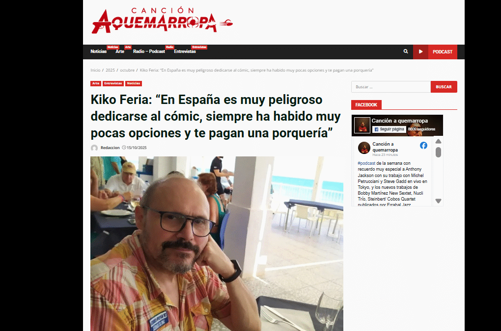 CANCIÓN AQUEMARROPA |  Kiko Feria: “En España es muy peligroso dedicarse al cómic, siempre ha habido muy pocas opciones y te pagan una porquería