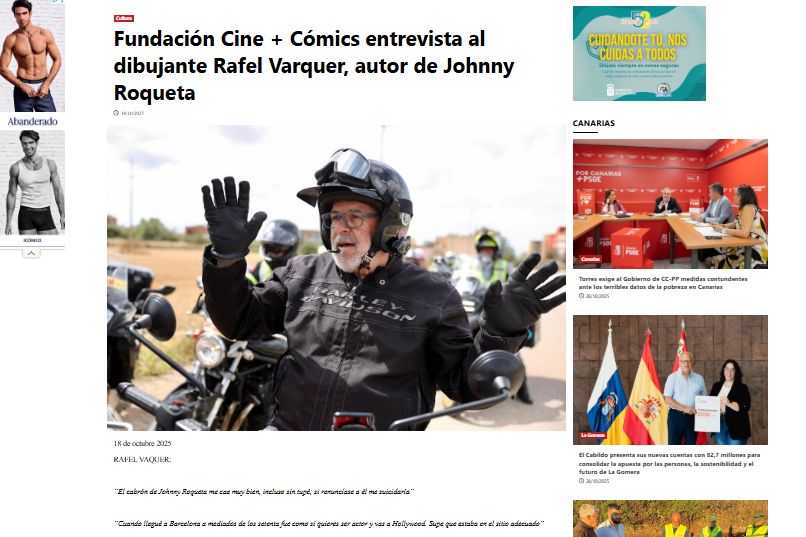 EL PERIÓDICO DE CANARIAS | Fundación Cine + Cómics entrevista al dibujante Rafel Varquer, autor de Johnny Roqueta