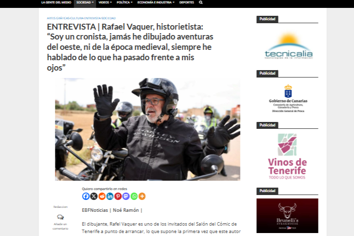 EL BLOGO FEROZ | ENTREVISTA | Rafael Vaquer, historietista: “Soy un cronista, jamás he dibujado aventuras del oeste, ni de la época medieval, siempre he hablado de lo que ha pasado frente a mis ojos”