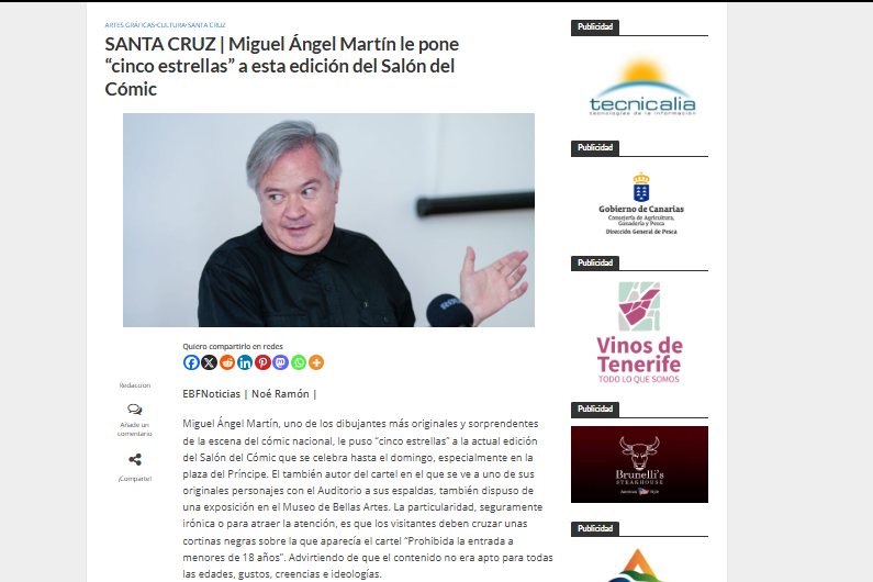 EL BLOGO FEROZ | SANTA CRUZ | Miguel Ángel Martín le pone “cinco estrellas” a esta edición del Salón del Cómic