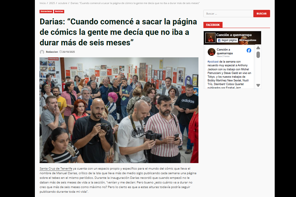 CANCIÓN AQUEMARROPA | Darias: “Cuando comencé a sacar la página de cómics la gente me decía que no iba a durar más de seis meses”