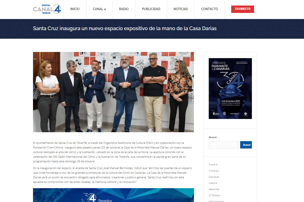 CANAL 4 TENERIFE | Santa Cruz inaugura un nuevo espacio expositivo de la mano de la Casa Darias