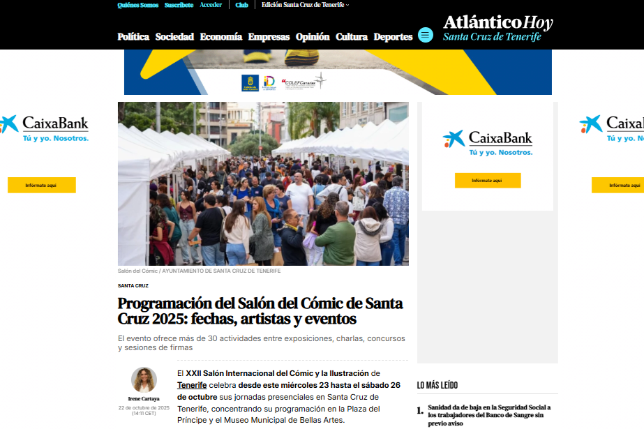 ATLÁNTICO HOY | Programación del Salón del Cómic de Santa Cruz 2025: fechas, artistas y eventos
