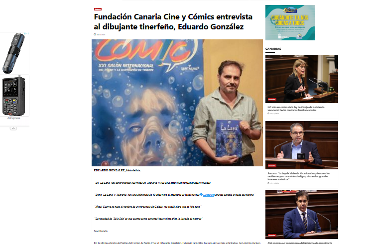 EL PERIÓDICO DE CANARIAS | Fundación Canaria Cine y Cómics entrevista al dibujante tinerfeño, Eduardo González
