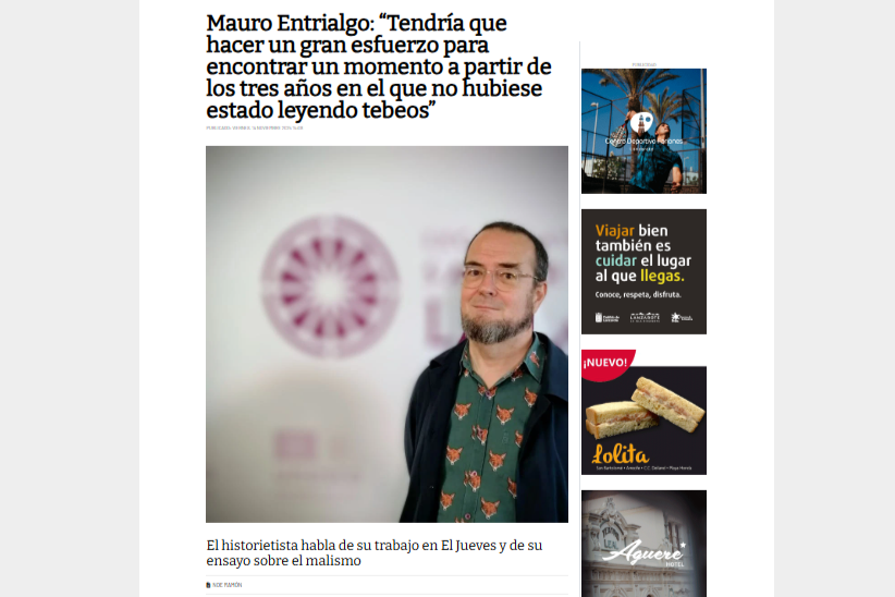 LANCELOT DIGITAL | Mauro Entrialgo: “Tendría que hacer un gran esfuerzo para encontrar un momento a partir de los tres años en el que no hubiese estado leyendo tebeos”