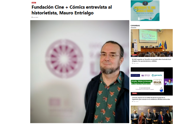 EL PERIÓDICO DE CANARIAS | Fundación Cine + Cómics entrevista al historietista, Mauro Entrialgo