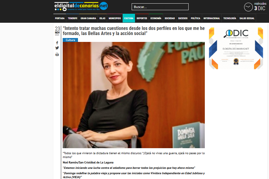 EL DIGITAL DE CANARIAS.NET | “Intento tratar muchas cuestiones desde los dos perfiles en los que me he formado, las Bellas Artes y la acción social”