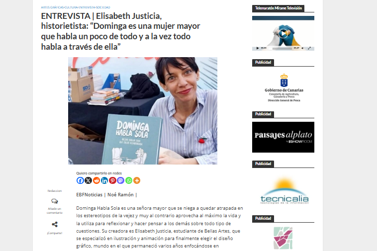 EL BLOGO FEROZ | ENTREVISTA | Elisabeth Justicia, historietista: “Dominga es una mujer mayor que habla un poco de todo y a la vez todo habla a través de ella”