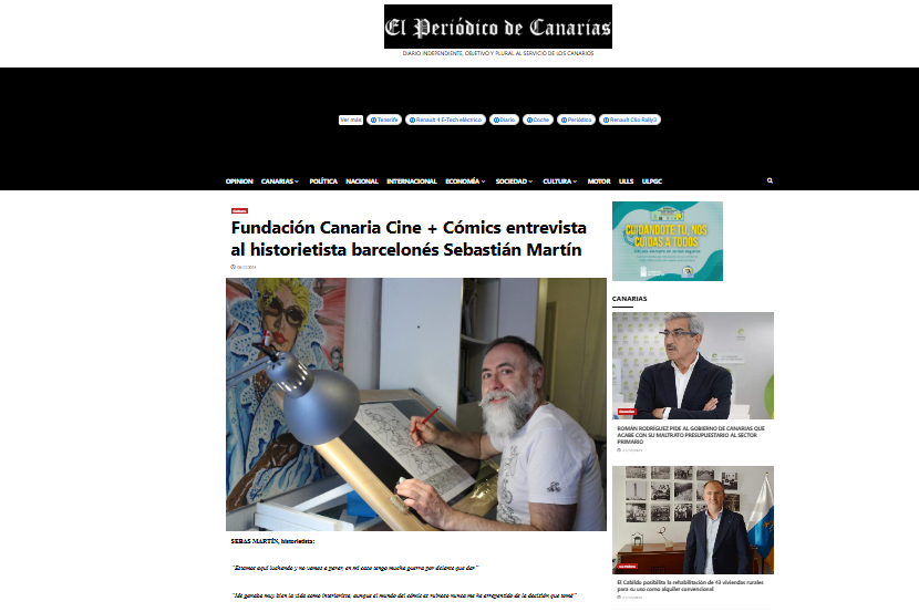 EL PERIÓDICO DE CANARIAS | Fundación Canaria Cine + Cómics entrevista al historietista barcelonés Sebastián Martín