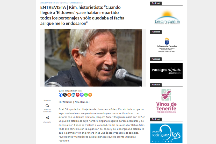 EL BLOGO FERÓZ |ENTREVISTA | Kim, historietista: “Cuando llegué a ‘El Jueves’ ya se habían repartido todos los personajes y sólo quedaba el facha así que me lo endosaron”