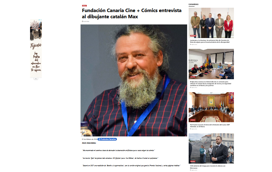 EL PERIÓDICO DE CANARIAS | Fundación Canaria Cine + Cómics entrevista al dibujante catalán Max