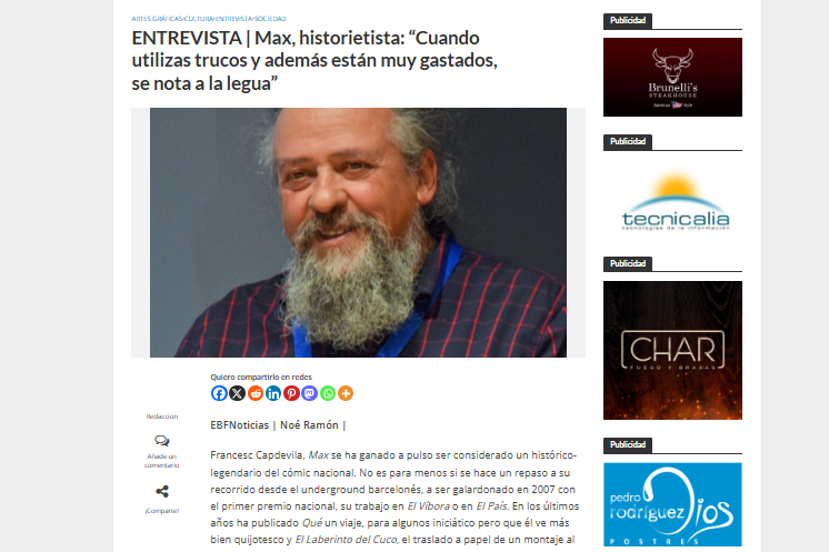 EL BLOGO FERÓZ | ENTREVISTA | Max, historietista: “Cuando utilizas trucos y además están muy gastados, se nota a la legua”