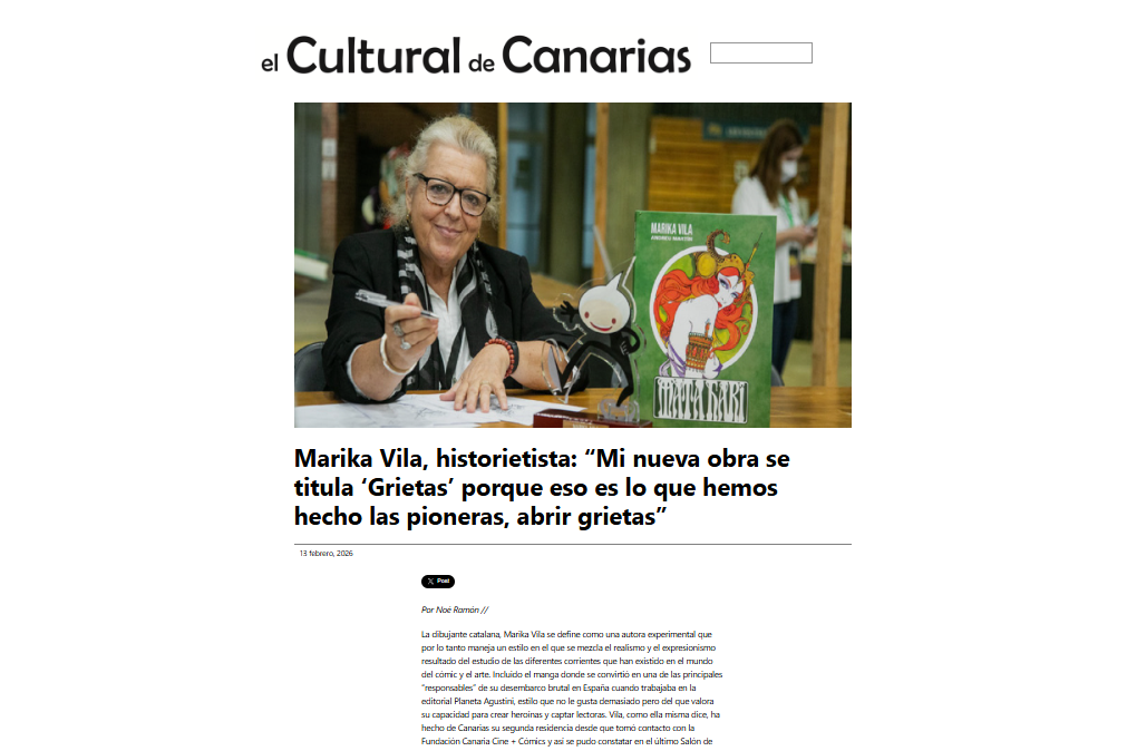 EL CULTURAL DE CANARIAS | Marika Vila, historietista: “Mi nueva obra se titula ‘Grietas’ porque eso es lo que hemos hecho las pioneras, abrir grietas”