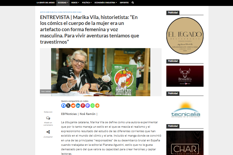EL BLOGO FEROZ | ENTREVISTA | Marika Vila, historietista: “En los cómics el cuerpo de la mujer era un artefacto con forma femenina y voz masculina. Para vivir aventuras teníamos que travestirnos”