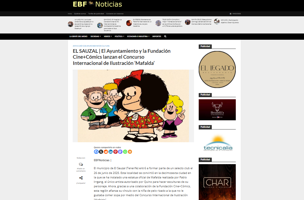 EL BLOGO FEROZ | EL SAUZAL | El Ayuntamiento y la Fundación Cine+Cómics lanzan el Concurso Internacional de Ilustración ‘Mafalda’