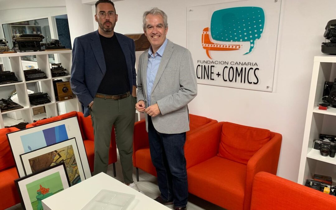 El consejero de Cultura de El Hierro, Rubén Armiche, visita la Fundación Cine+Cómics para llevar nuevas actividades a la isla