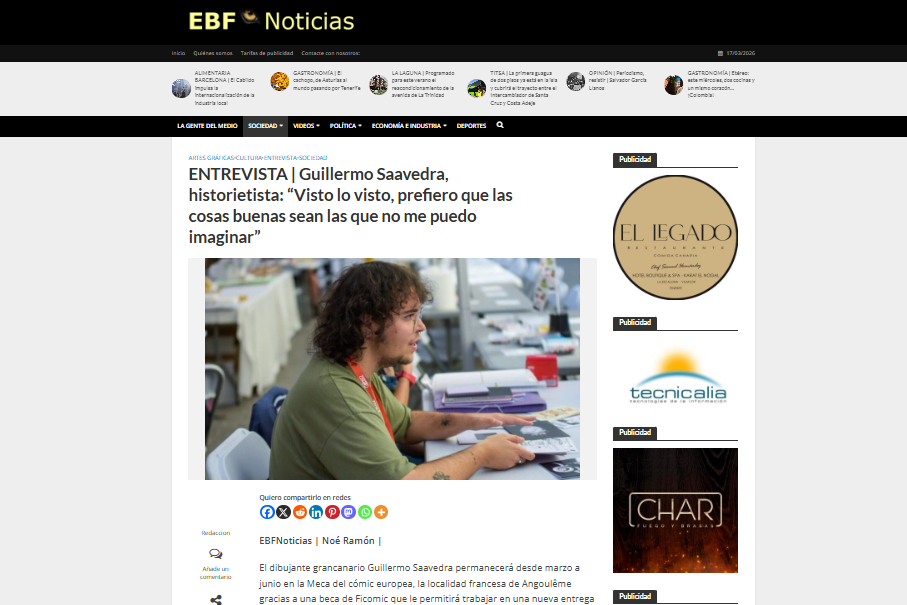 EL BLOGO FEROZ | ENTREVISTA | Guillermo Saavedra, historietista: “Visto lo visto, prefiero que las cosas buenas sean las que no me puedo imaginar”