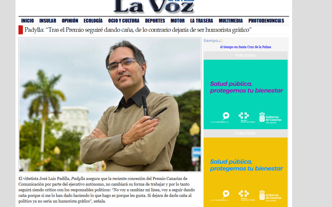 LA VOZ DE LA PALMA | Padylla: “Tras el Premio seguiré dando caña, de lo contrario dejaría de ser humorista gráfico”