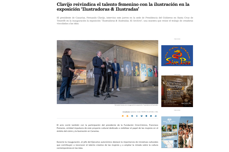 SOL DEL SUR TENERIFE | Clavijo reivindica el talento femenino con la ilustración en la exposición ‘Ilustradoras & Ilustradas’