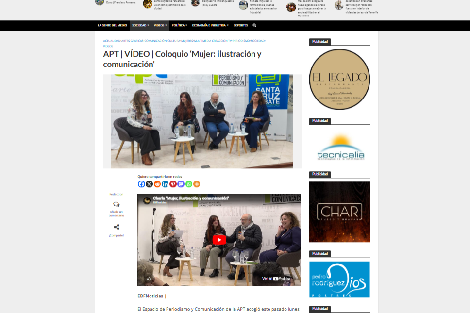 EL BLOGO FEROZ | APT | VÍDEO | Coloquio ‘Mujer: ilustración y comunicación’