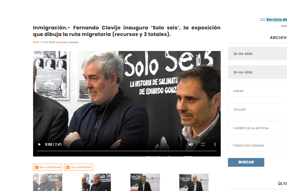 ACFI PRESS | Inmigración.- Fernando Clavijo inaugura ‘Solo seis’, la exposición que dibuja la ruta migratoria (recursos y 3 totales).