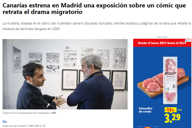 EL DÍA | Canarias estrena en Madrid una exposición sobre un cómic que retrata el drama migratorio