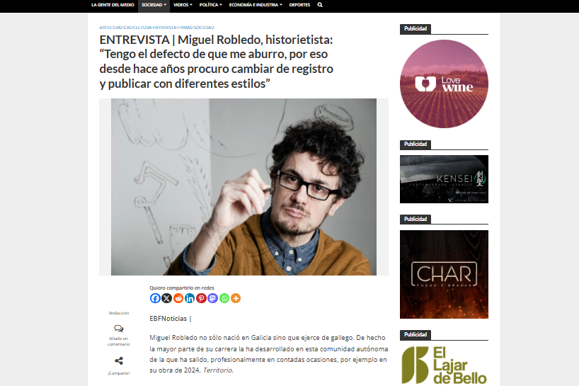 EL BLOGO FEROZ | ENTREVISTA | Miguel Robledo, historietista: “Tengo el defecto de que me aburro, por eso desde hace años procuro cambiar de registro y publicar con diferentes estilos”