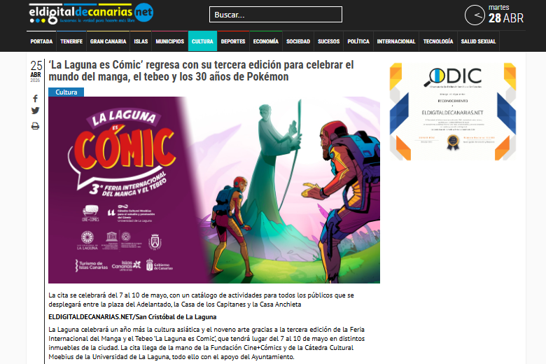 EL DIGITAL DE CANARIAS.NET | ‘La Laguna es Cómic’ regresa con su tercera edición para celebrar el mundo del manga, el tebeo y los 30 años de Pokémon