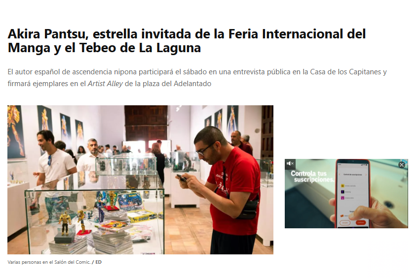 EL DÍA | Akira Pantsu, estrella invitada de la Feria Internacional del Manga y el Tebeo de La Laguna