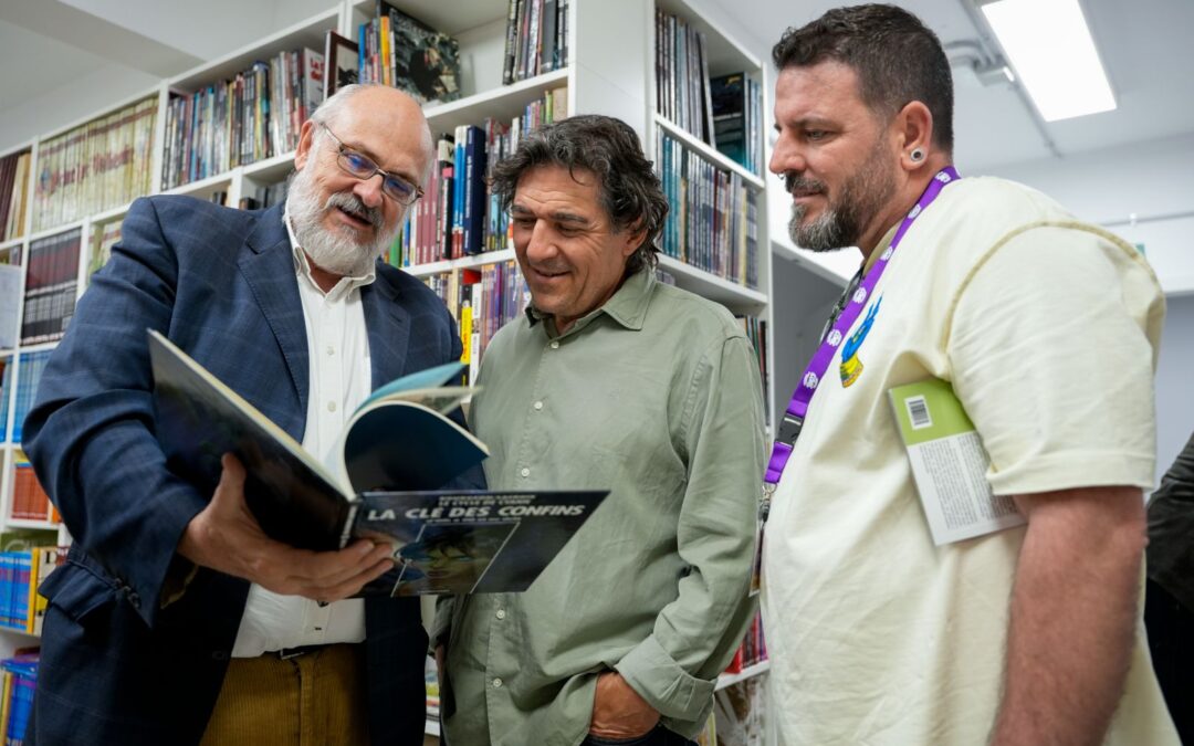 Bruno Lanzarote y Alex de la Fuente visitan la Fundación Cine+Cómics