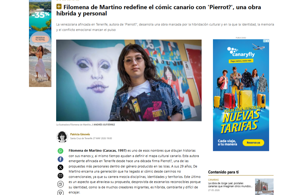 EL DÍA | Filomena de Martino redefine el cómic canario con ‘Pierrot?’, una obra híbrida y personal