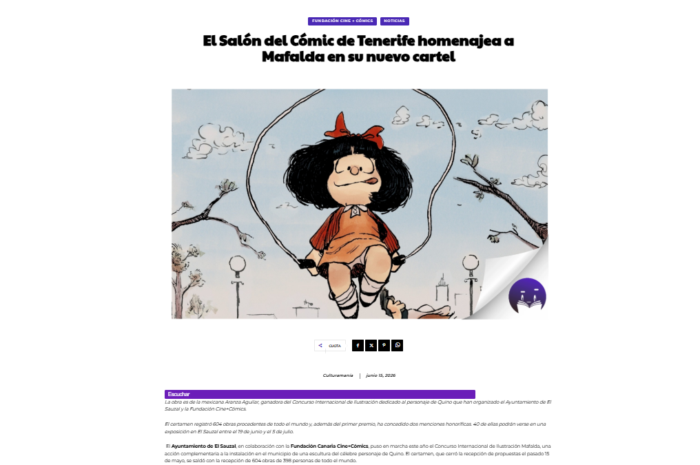 CULTURAMANÍA |  El Salón del Cómic de Tenerife homenajea a Mafalda en su nuevo cartel