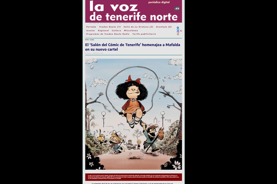 LA VOZ DE TENERIFE NORTE |  El Salón del Cómic de Tenerife homenajea a Mafalda en su nuevo cartel