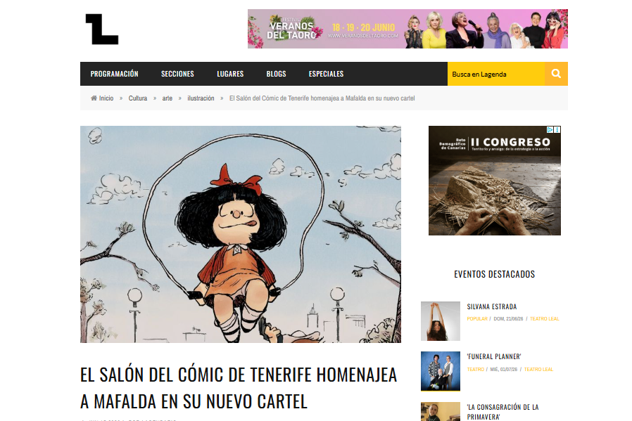 LAGENDA | El Salón del Cómic de Tenerife homenajea a Mafalda en su nuevo cartel