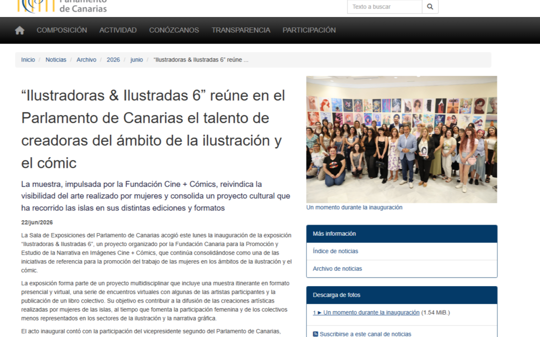 PARLAMENTO DE CANARIAS | “Ilustradoras & Ilustradas 6” reúne en el Parlamento de Canarias el talento de creadoras del ámbito de la ilustración y el cómic