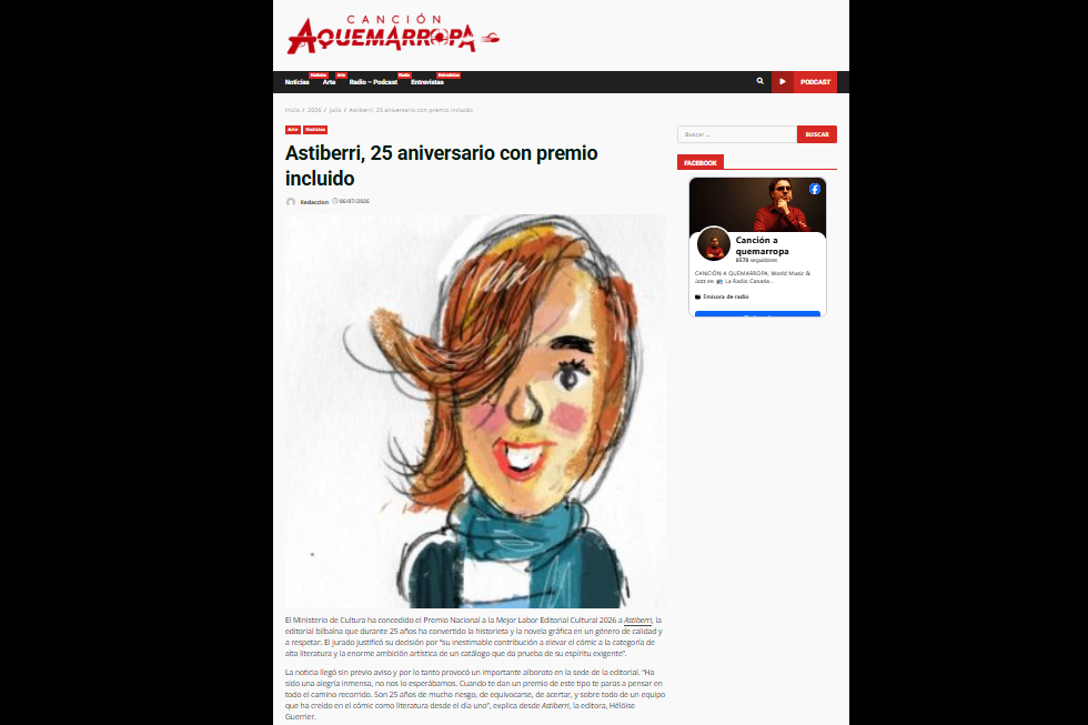 CANCIÓN A QUEMARROPA | Astiberri, 25 aniversario con premio incluido