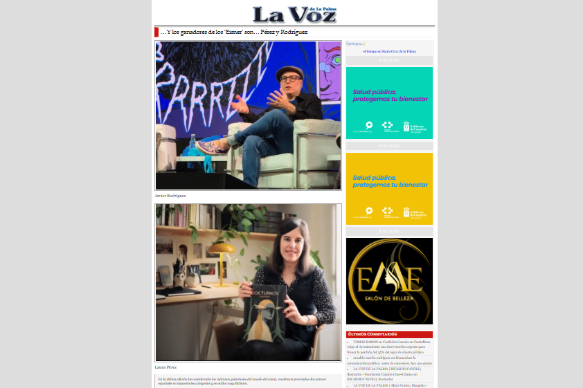 LA VOZ DE LA PALMA | …Y los ganadores de los ‘Eisner’ son… Pérez y Rodríguez