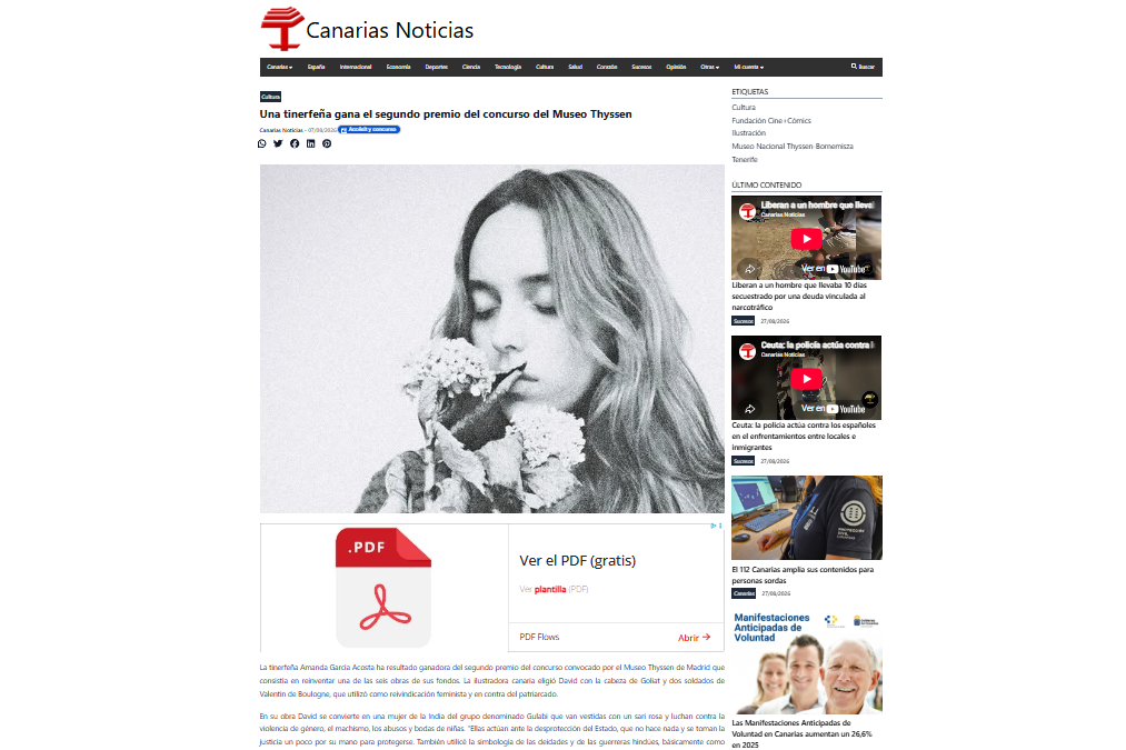 CANARIAS NOTICIAS  |  Una tinerfeña gana el segundo premio del concurso del Museo Thyssen