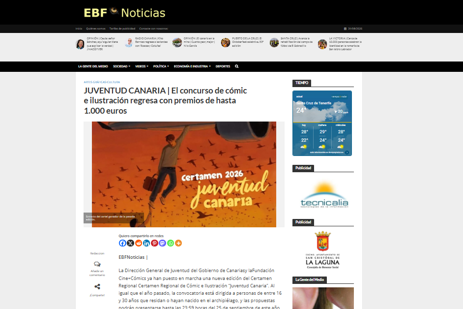 EL BLOGO FEROZ | JUVENTUD CANARIA | El concurso de cómic e ilustración regresa con premios de hasta 1.000 euros