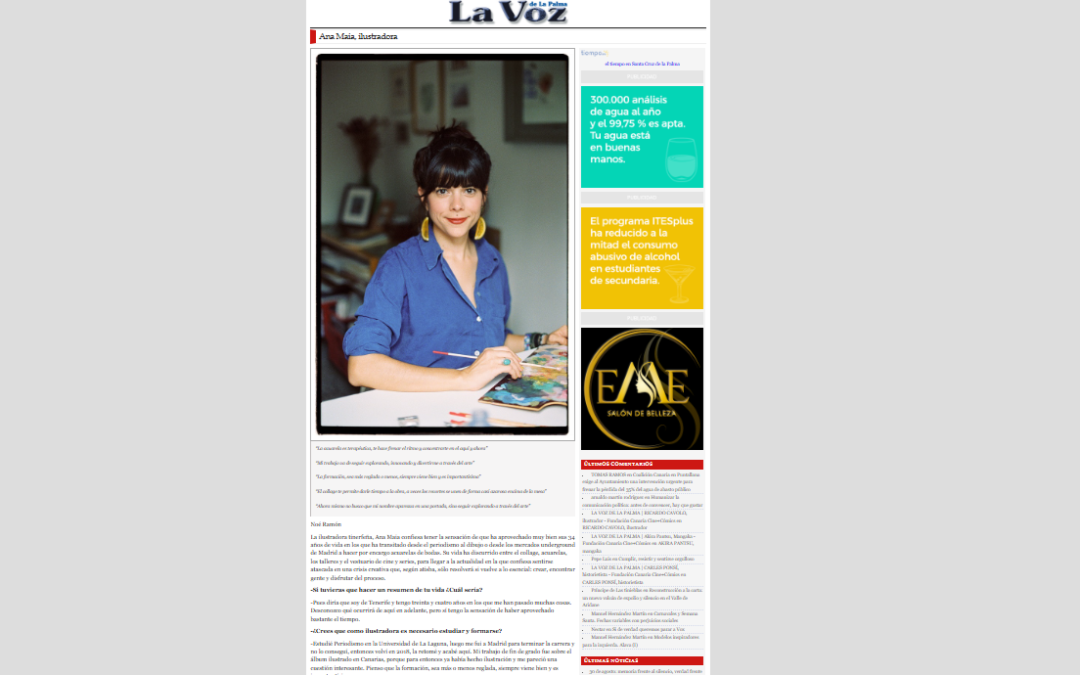 LA VOZ DE LA PALMA | Ana Maia, ilustradora, “La acuarela es terapéutica, te hace frenar el ritmo y concentrarte en el aquí y ahora”