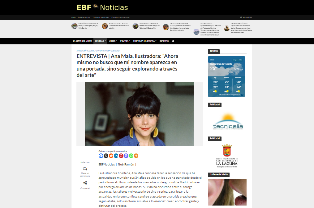 EL BLOGO FEROZ | ENTREVISTA | Ana Maia, ilustradora: “Ahora mismo no busco que mi nombre aparezca en una portada, sino seguir explorando a través del arte”